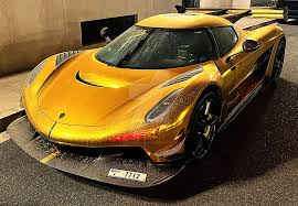 Gold car in a cool background